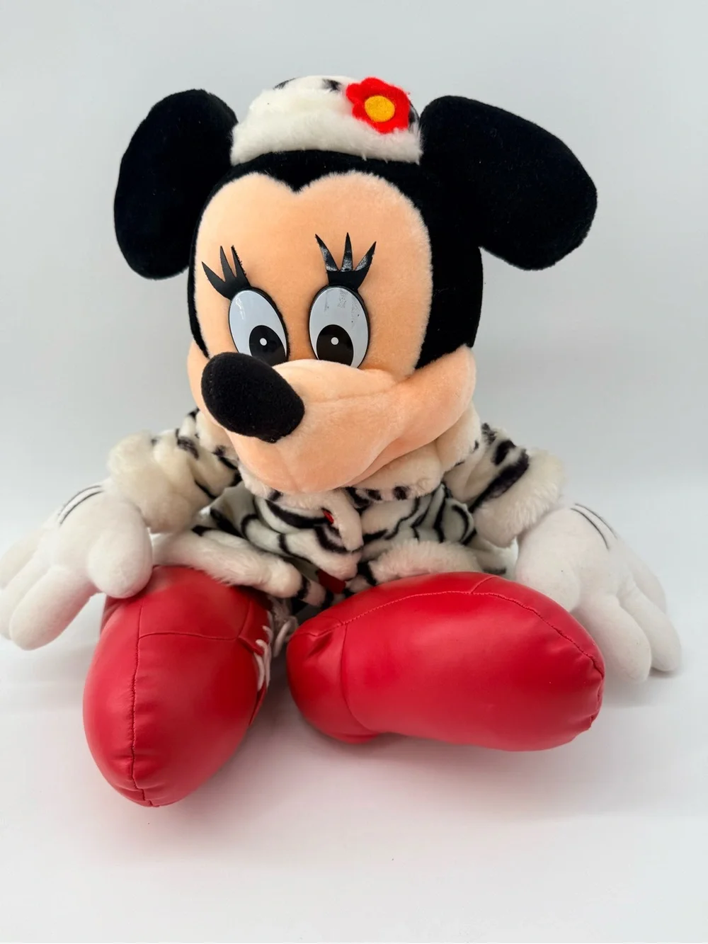 Disney Minnie Mouse Plush in Zebra Coat with Red Shoes